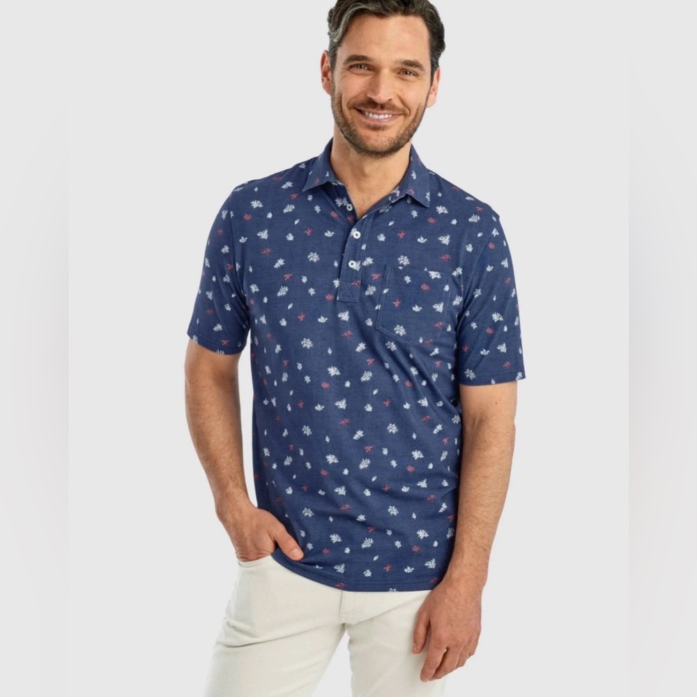 Johnnie-O Hangin' Out Bosworth Oceanside Blue Golf Polo Men’s Top Size Medium‎